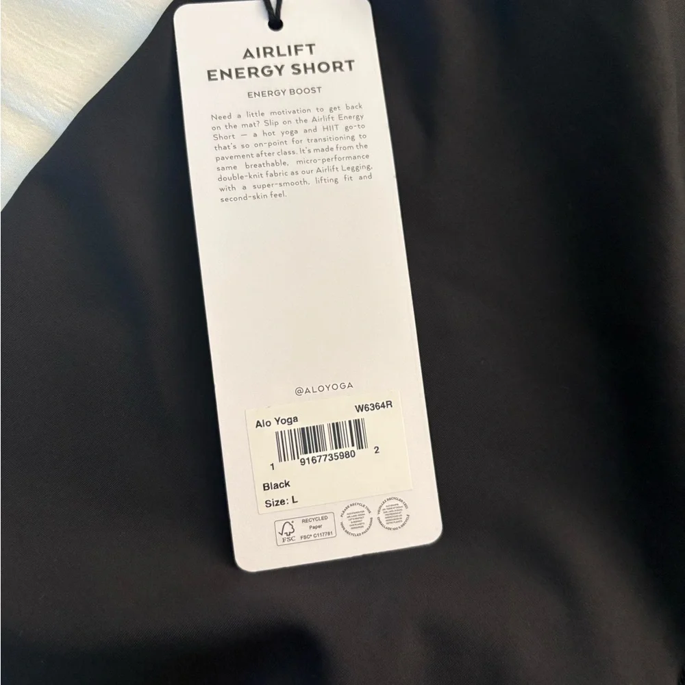 ALO Yoga Black Airlift 5” Bike Shorts Moisture-Wicking Performance - Picture 4 of 4